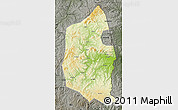 Physical Map of Dongning, darken, semi-desaturated