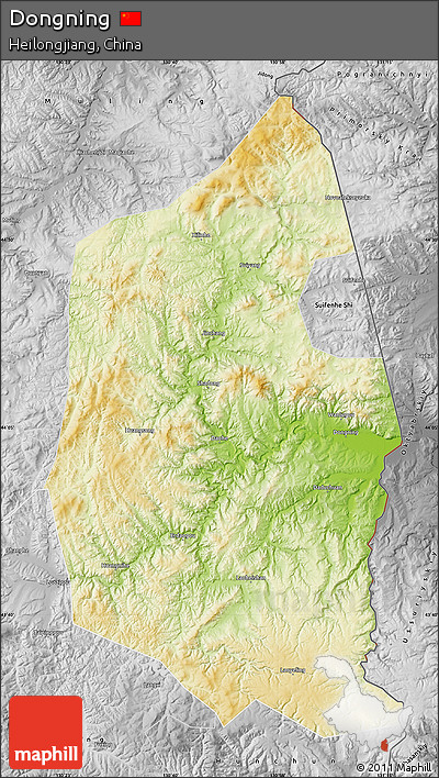 Physical Map of Dongning, desaturated