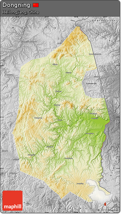 Physical Map of Dongning, desaturated