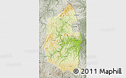 Physical Map of Dongning, semi-desaturated