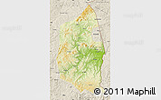 Physical Map of Dongning, shaded relief outside