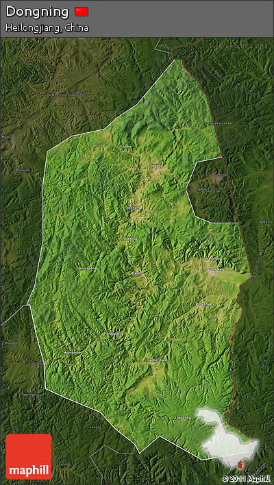Satellite Map of Dongning, darken