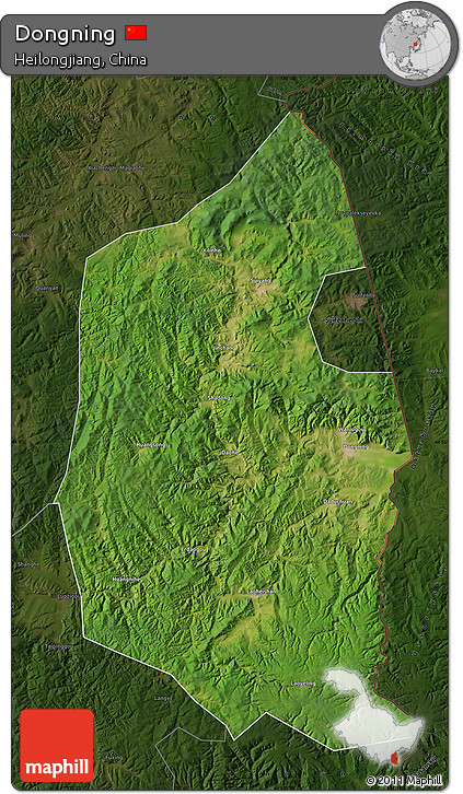 Satellite Map of Dongning, darken