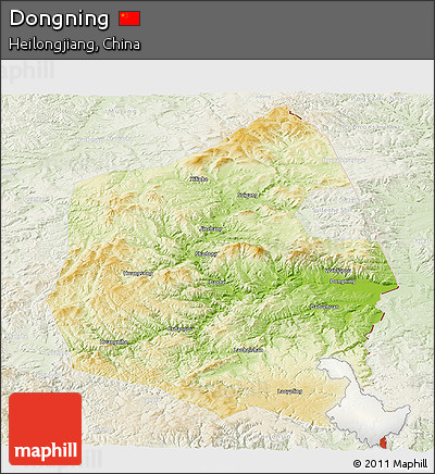 Physical Panoramic Map of Dongning, lighten