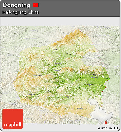 Physical Panoramic Map of Dongning, lighten