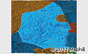 Political Panoramic Map of Dongning, darken