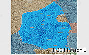 Political Panoramic Map of Dongning, semi-desaturated