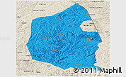 Political Panoramic Map of Dongning, shaded relief outside
