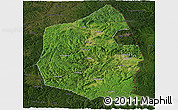 Satellite Panoramic Map of Dongning, darken