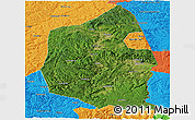 Satellite Panoramic Map of Dongning, political outside