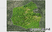 Satellite Panoramic Map of Dongning, semi-desaturated
