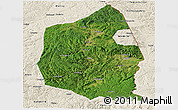 Satellite Panoramic Map of Dongning, shaded relief outside