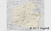 Shaded Relief Panoramic Map of Dongning, desaturated