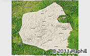 Shaded Relief Panoramic Map of Dongning, satellite outside