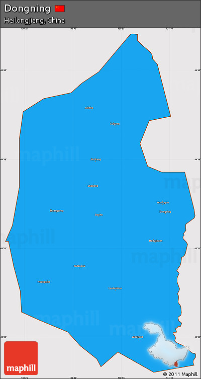 Political Simple Map of Dongning, cropped outside