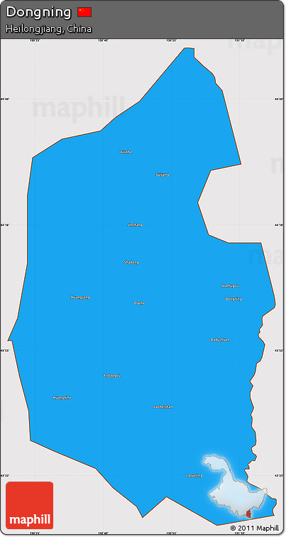 Political Simple Map of Dongning, cropped outside