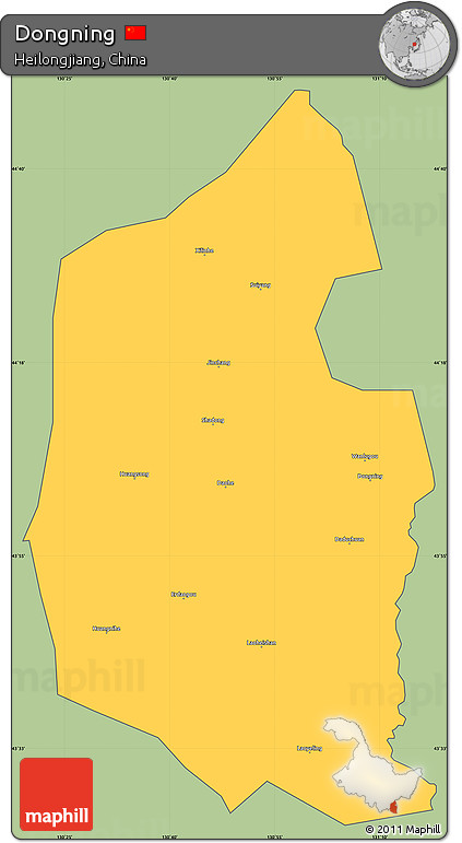 Savanna Style Simple Map of Dongning, cropped outside