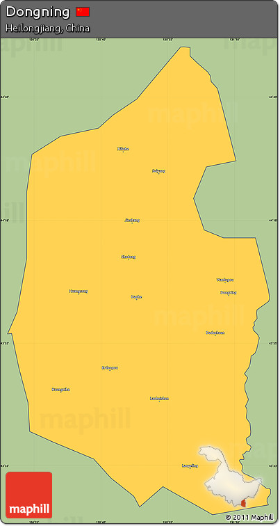 Savanna Style Simple Map of Dongning, cropped outside