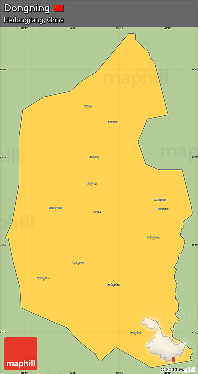Savanna Style Simple Map of Dongning, cropped outside