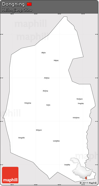 Silver Style Simple Map of Dongning, cropped outside