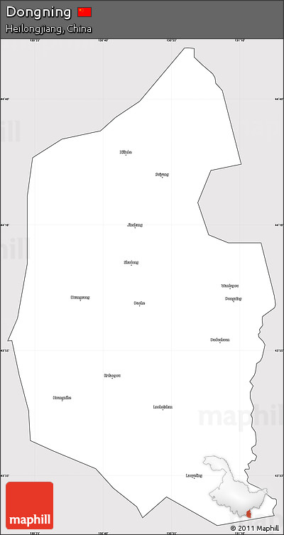 Silver Style Simple Map of Dongning, cropped outside