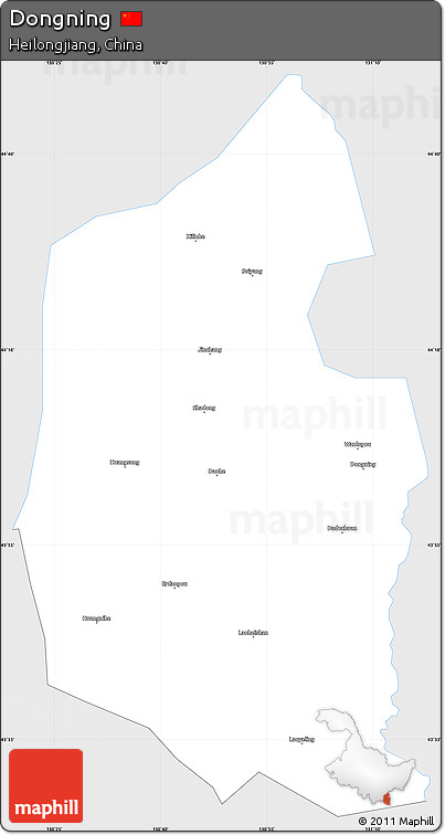 Silver Style Simple Map of Dongning, single color outside