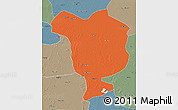 Political 3D Map of Dorbod, semi-desaturated