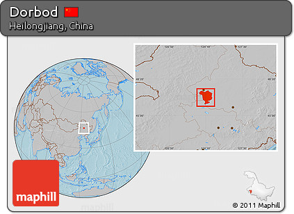 Gray Location Map of Dorbod, hill shading