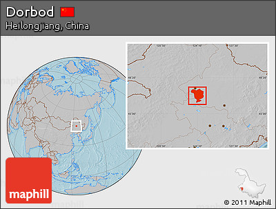 Gray Location Map of Dorbod, hill shading