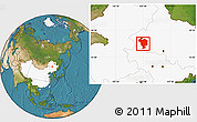 Satellite Location Map of Dorbod, highlighted country