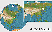 Satellite Location Map of Dorbod, highlighted parent region, within the entire country