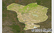 Satellite Panoramic Map of Dorbod, darken