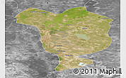 Satellite Panoramic Map of Dorbod, desaturated