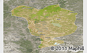 Satellite Panoramic Map of Dorbod, semi-desaturated