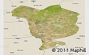 Satellite Panoramic Map of Dorbod, shaded relief outside