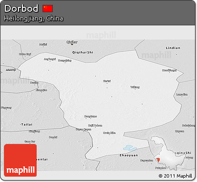 Silver Style Panoramic Map of Dorbod