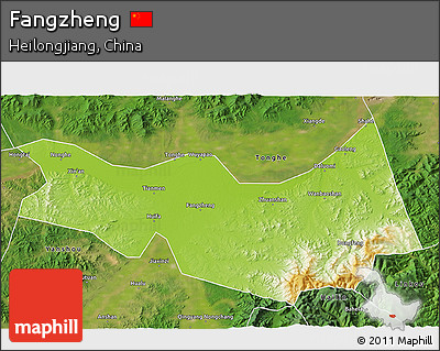 Physical 3D Map of Fangzheng, satellite outside