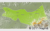Physical 3D Map of Fangzheng, semi-desaturated