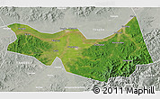 Satellite 3D Map of Fangzheng, lighten, semi-desaturated