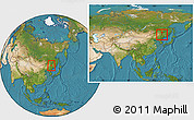 Satellite Location Map of Fangzheng, within the entire country