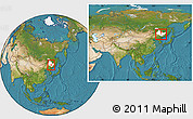 Satellite Location Map of Fangzheng, highlighted parent region, within the entire country