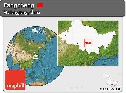 Satellite Location Map of Fangzheng, highlighted parent region