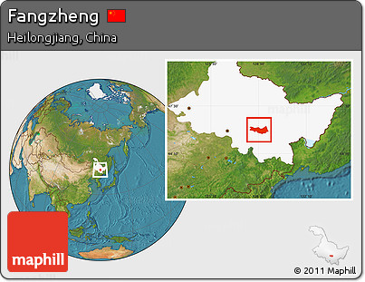 Satellite Location Map of Fangzheng, highlighted parent region
