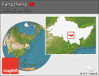 Satellite Location Map of Fangzheng, highlighted parent region
