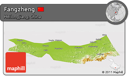 Physical Panoramic Map of Fangzheng, cropped outside
