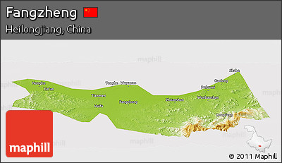 Physical Panoramic Map of Fangzheng, cropped outside