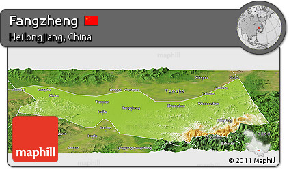Physical Panoramic Map of Fangzheng, satellite outside
