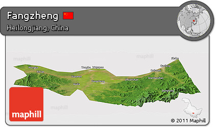 Satellite Panoramic Map of Fangzheng, cropped outside