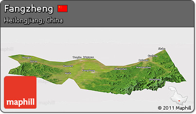 Satellite Panoramic Map of Fangzheng, cropped outside