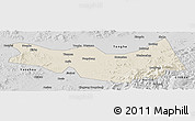 Shaded Relief Panoramic Map of Fangzheng, desaturated